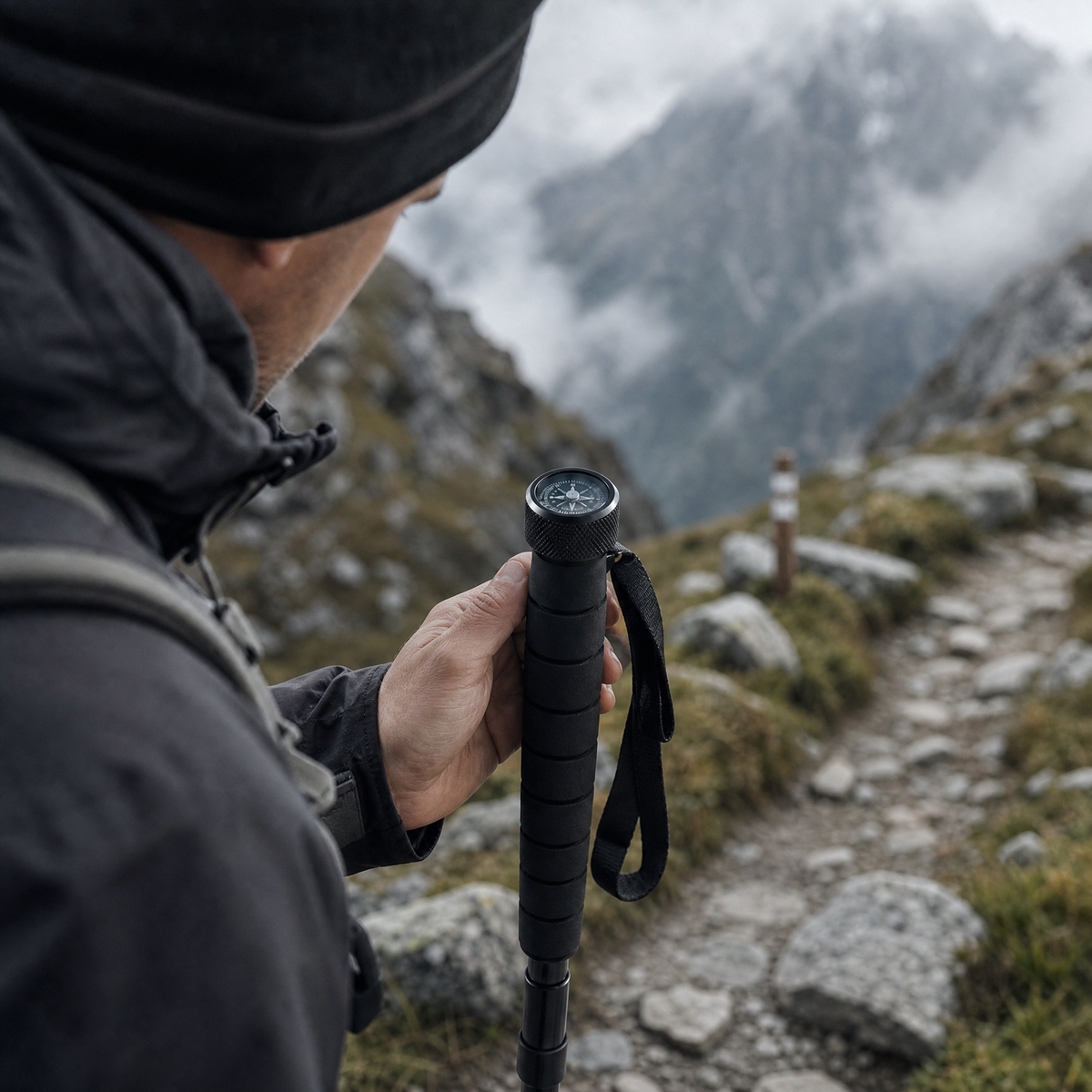 Summit Pole™ Survival Multi-Tool Hiking Trekking Pole – Ultralight Adjustable Aluminum Hiking & Camping Walking Stick with Fire Starter