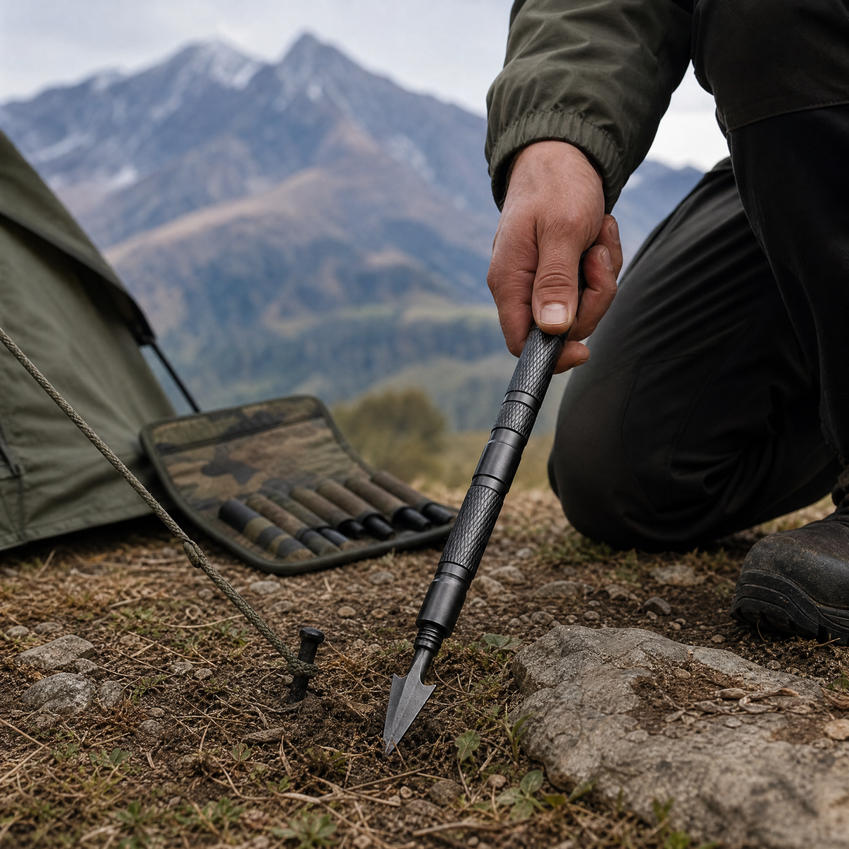 Summit Pole™ Survival Multi-Tool Hiking Trekking Pole – Ultralight Adjustable Aluminum Hiking & Camping Walking Stick with Fire Starter